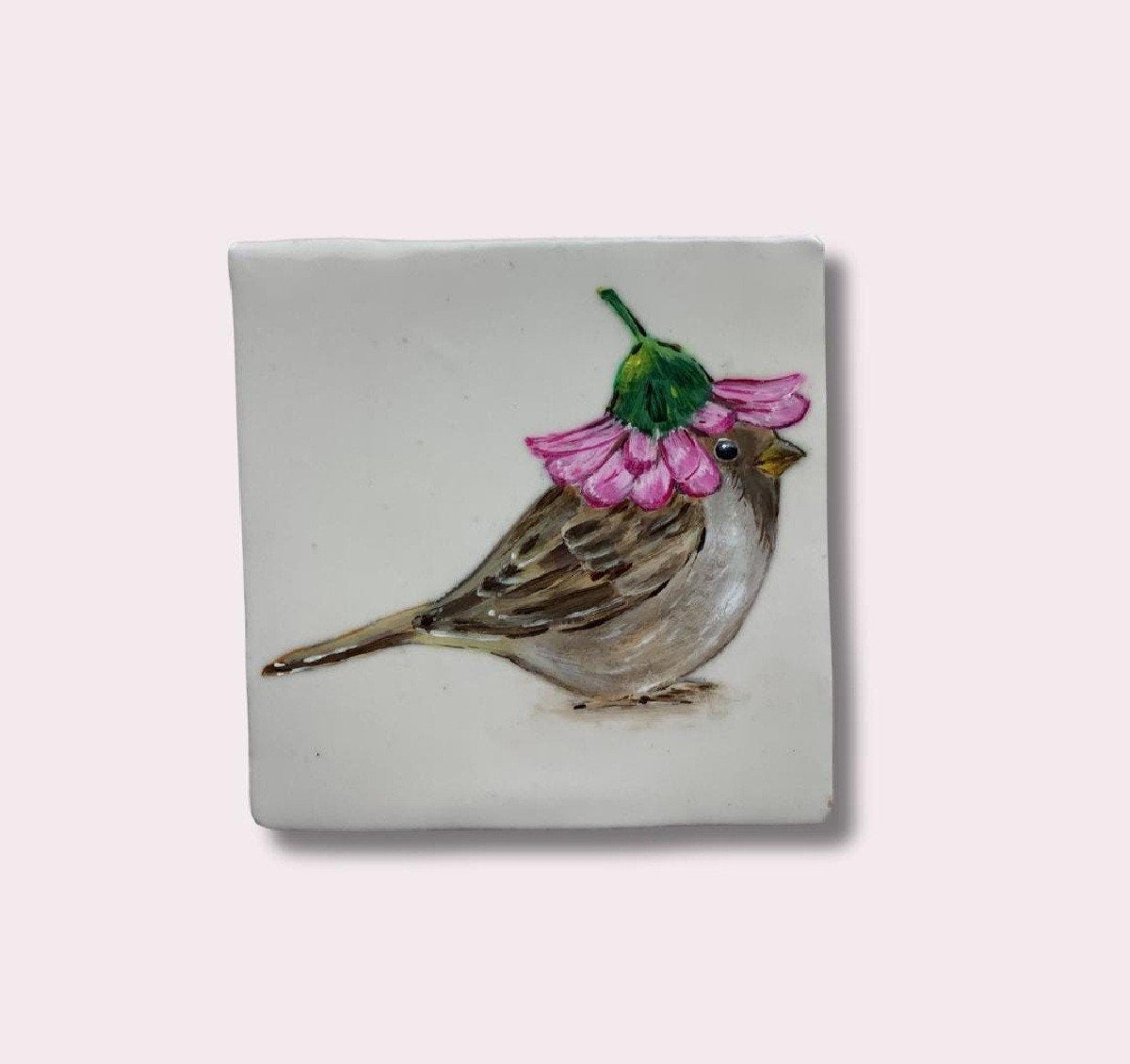 Handgeschilderde vogel op tegel - Uniek kunstwerkje, Ophalen of Verzenden, MadeByEstas, -, -