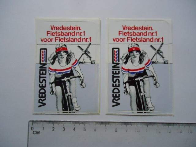 sticker oud Vredestein fietsband racefiets strip molen retro, Verzenden, Zo goed als nieuw, Bedrijf of Vereniging