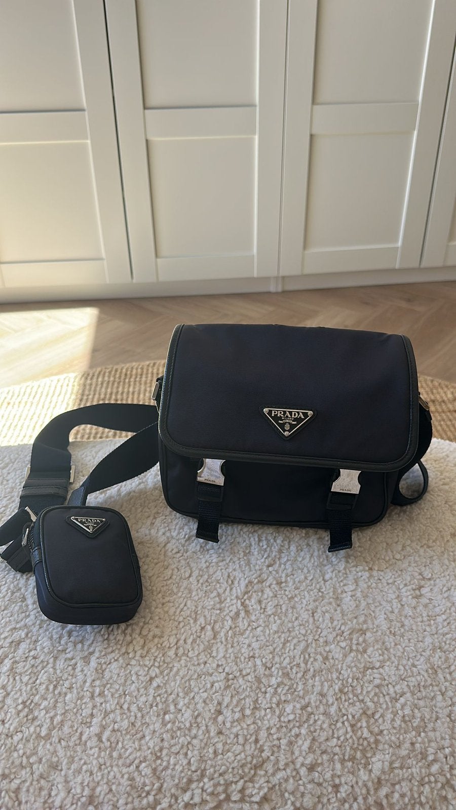Prada Heren Tas + Bon (2023), Ophalen of Verzenden, Zo goed als nieuw, Zwart, Schoudertasje
