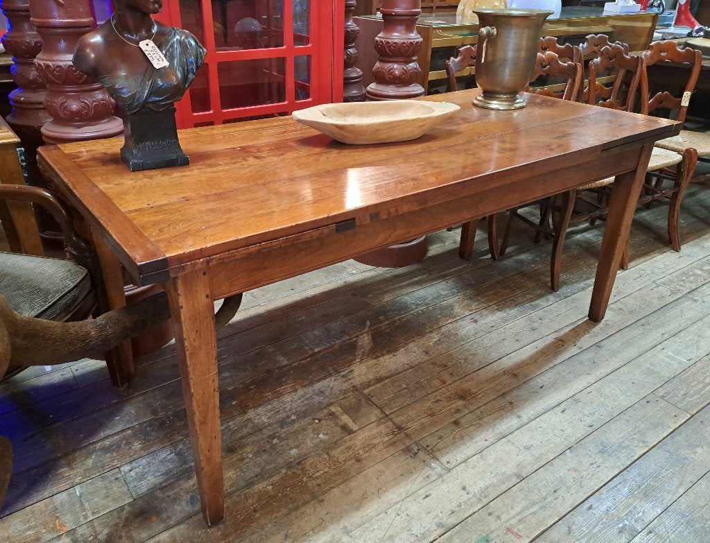 Antieke kersenhouten tafel 181 cm x 80 cm + 2 x 46 cm extra, Ophalen