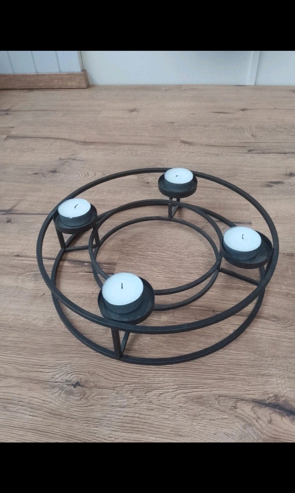 Ijzeren advent krans voor theelicht en of stompkaars. 
Mogel, 39 cm, Metaal, Ophalen of Verzenden, Zo goed als nieuw