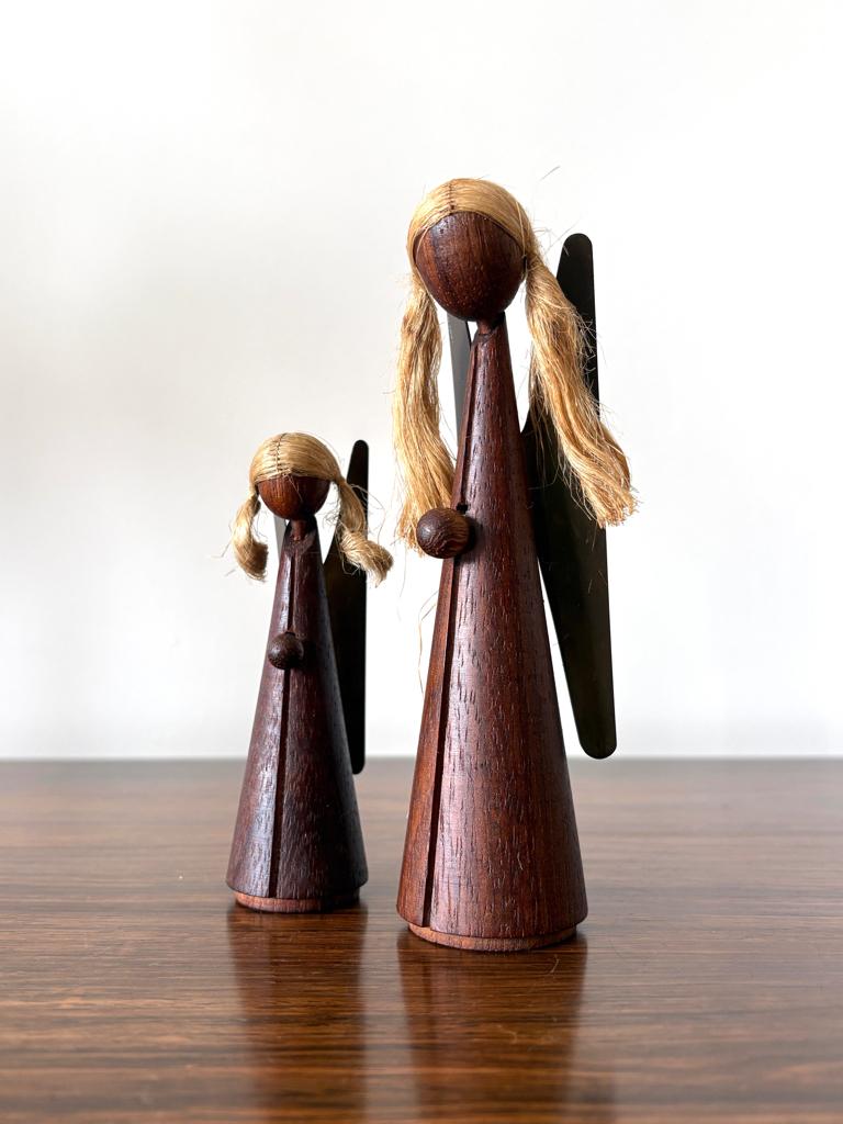 Vintage kerstengelen in Deense stijl in teakhout, jaren 60, Ophalen of Verzenden, Huis en Inrichting