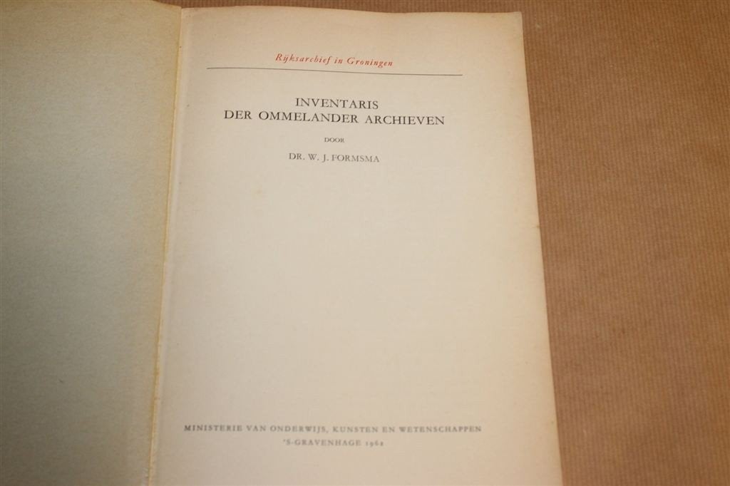 Inventaris der Ommelander Archieven — Groningen 1962, Boeken, Ophalen of Verzenden, Gelezen