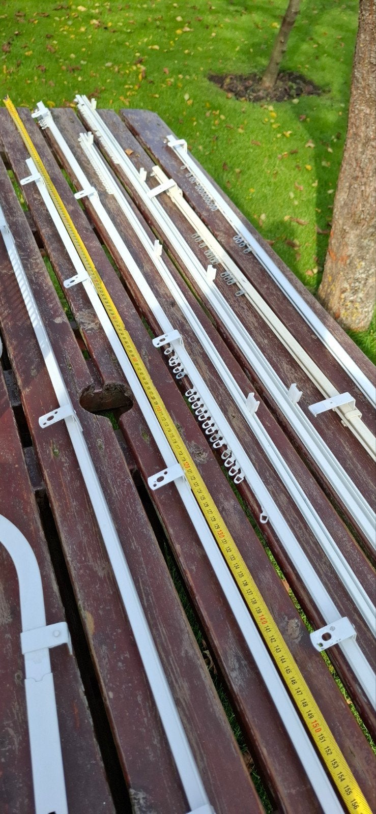 gordijnrails,  beugels, wieltjes, 1,5- 2 m, bochten, Ophalen, Gebruikt
