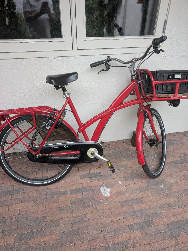 Stevige fiets met voorrek voor boodschappen of naar school, Gebruikt, Velgrem, Versnellingen, 50 tot 53 cm