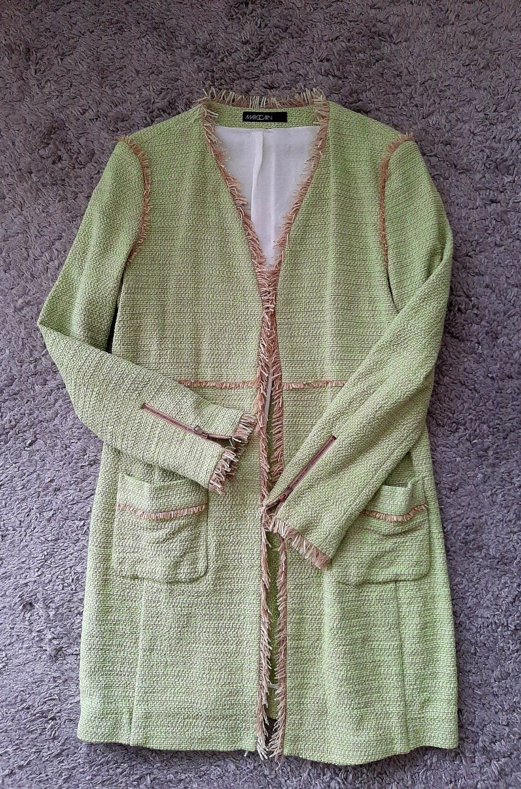 Mooi bouclé Marccain Marc Cain Ibiza jasje L, Ophalen of Verzenden, Zo goed als nieuw, Beige