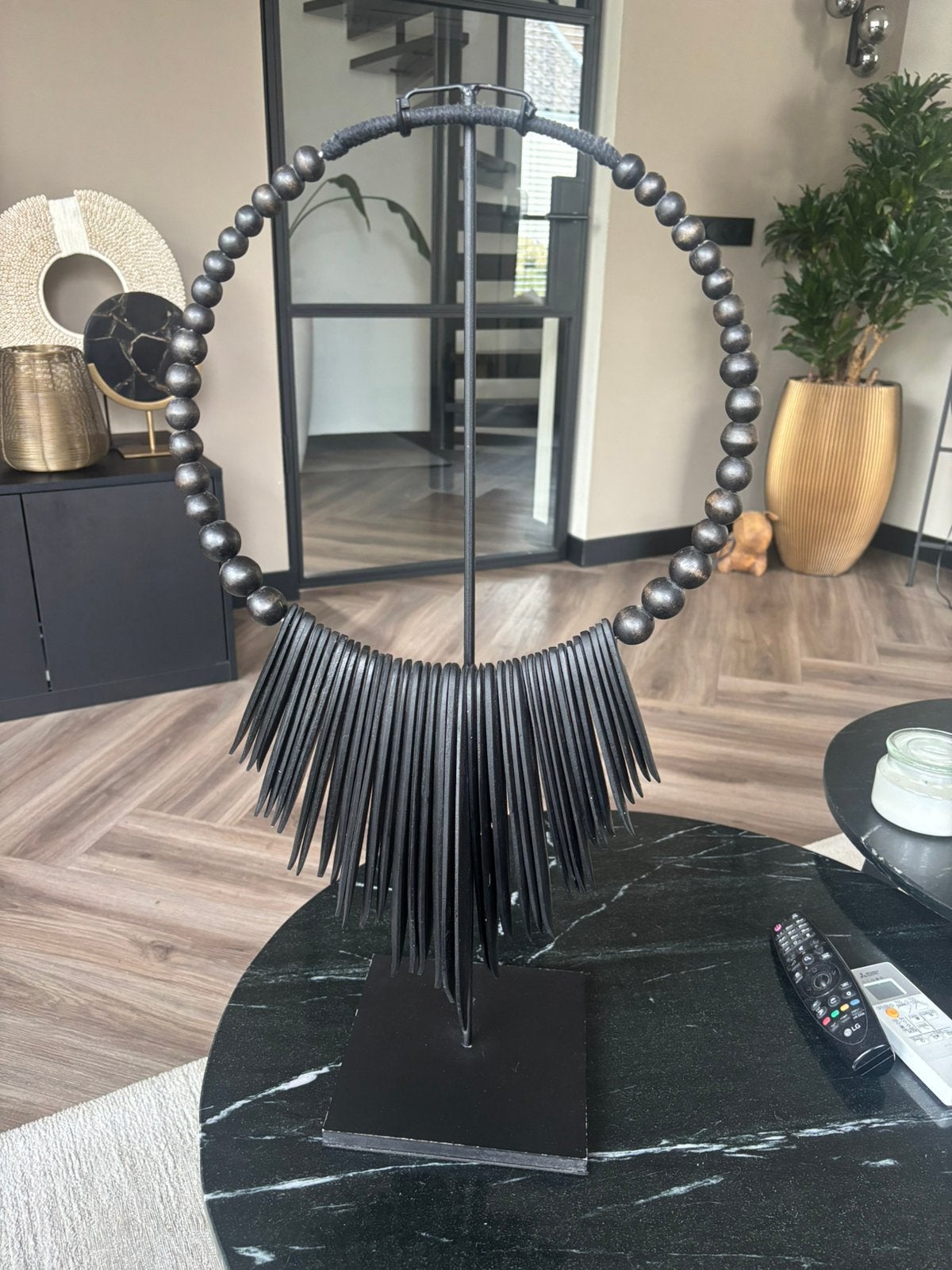 Houten zwarte krans, Ophalen, 34 cm, Krans, Zo goed als nieuw