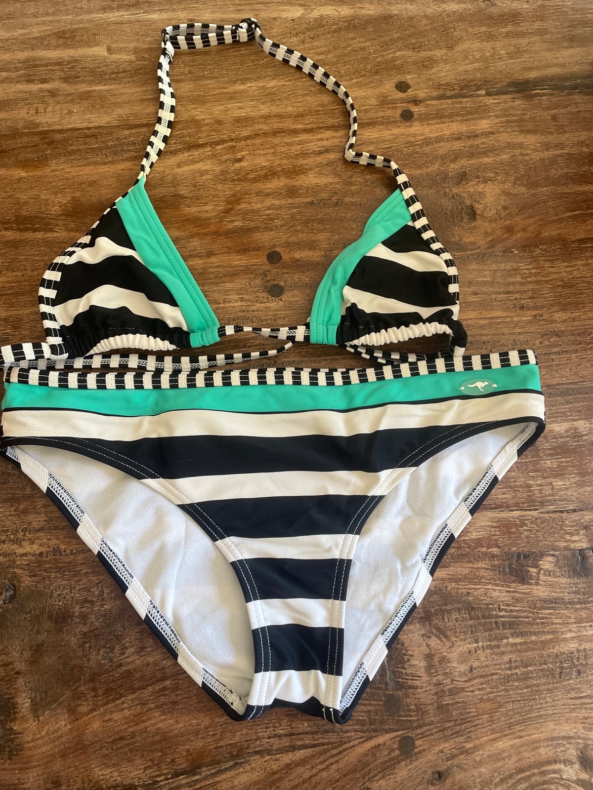 KangaRoos Bikini Zwart/Wit/Mintgroen Maat 146/152 (11-12 jaa, Kinderen en Baby's, Kinderkleding | Kinder-zwemkleding, Ophalen