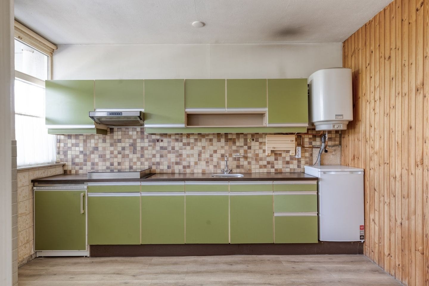 Groene Bruynzeel keuken uit jaren '70, gratis, Ophalen, Gebruikt, Groen, Enkelwandige keuken