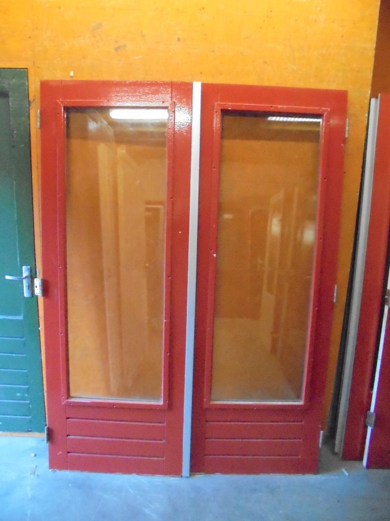 Partij openslaande tuindeuren dubbelglas, 155 x 211,5, Doe-het-zelf en Verbouw, Deuren en Horren, Ophalen, 120 cm of meer, 200 tot 215 cm