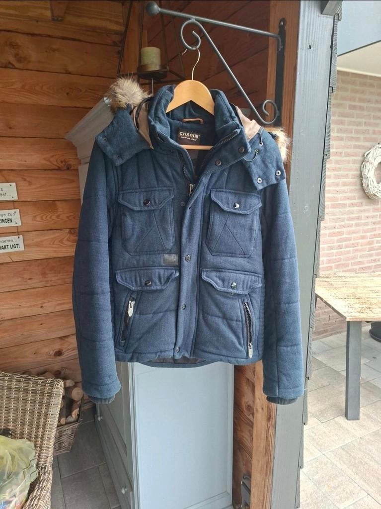 Chasin' Winterjas Maat M met Bontkraag, Kleding | Heren, Jassen | Winter, Chasin', Ophalen of Verzenden, Zo goed als nieuw, Maat 48/50 (M)
