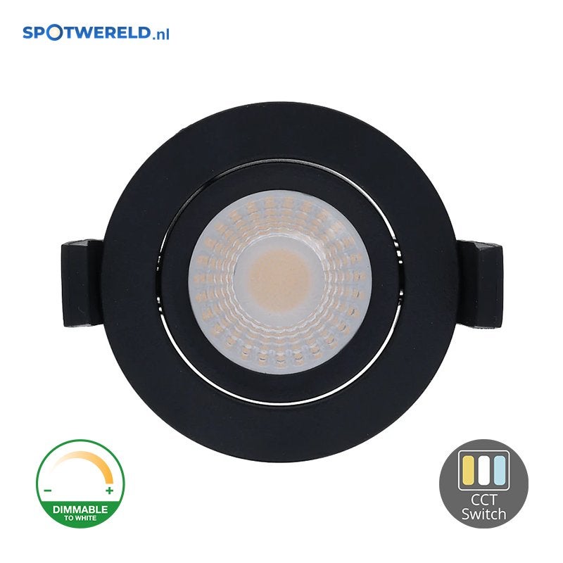 LED Inbouwspot Warmo Mat Zwart | 5W/7W Dim2Warm + CCT, Verzenden, Overige merken, Nieuw, Overige fittingen
