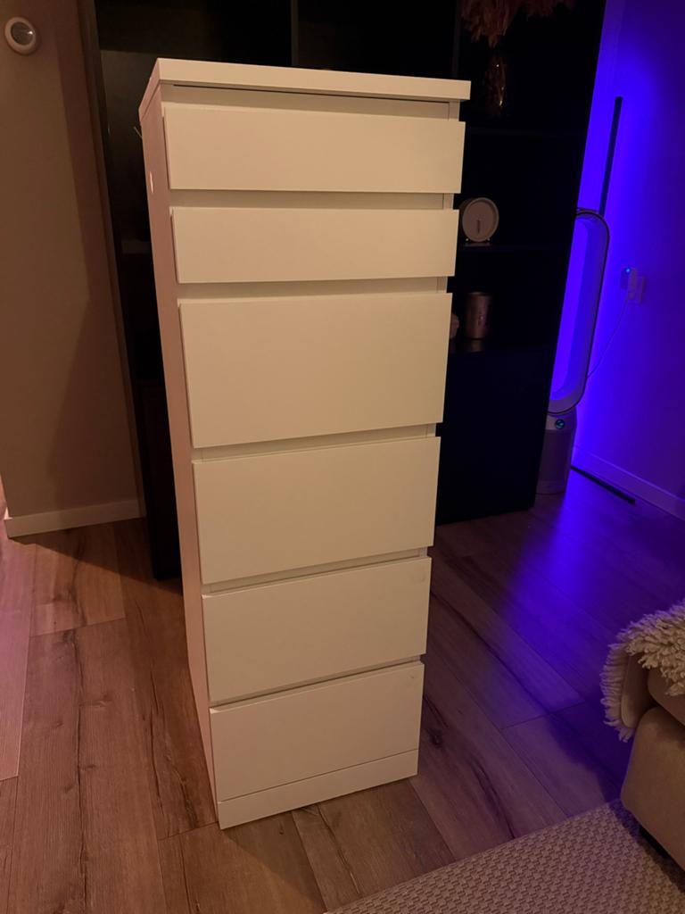 Ikea Malm ladekast met spiegel, Ophalen, Minder dan 50 cm, Gebruikt, 5 laden of meer