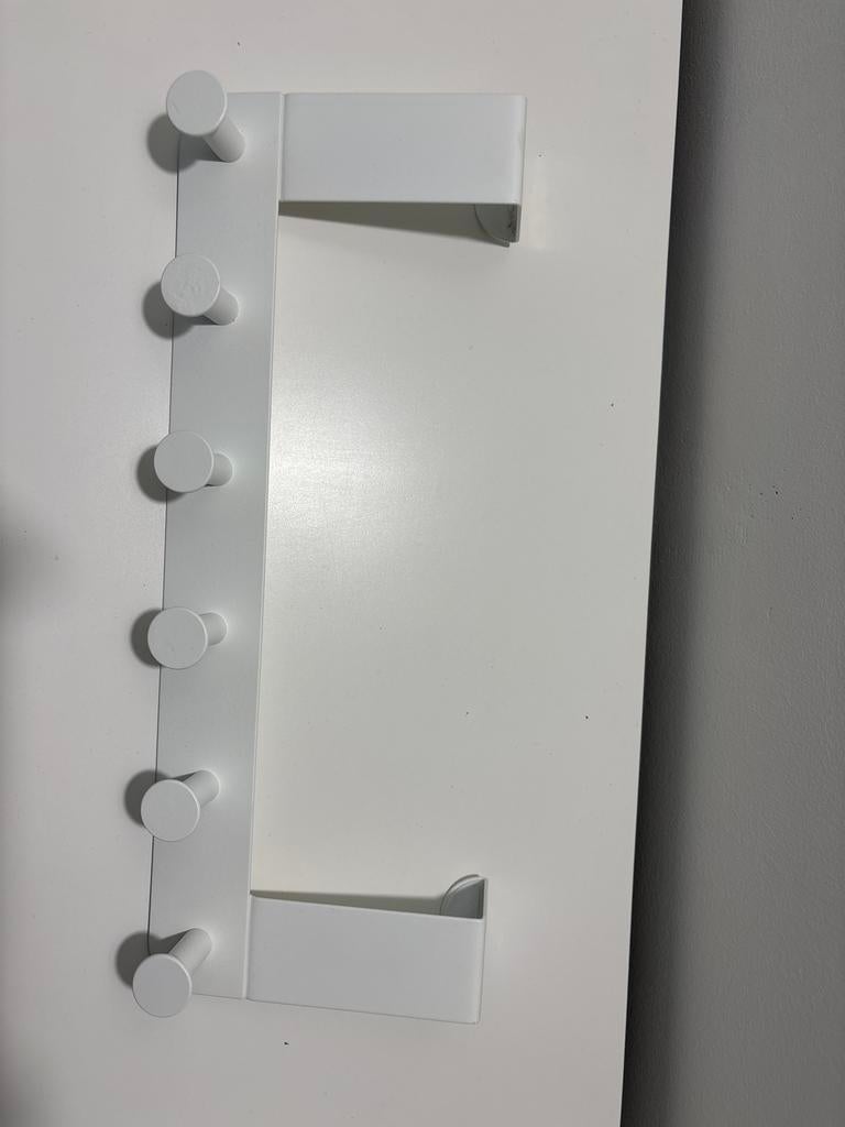 Witte deurkapstok met 6 haken, Zo goed als nieuw, Minder dan 100 cm, Metaal, Ophalen