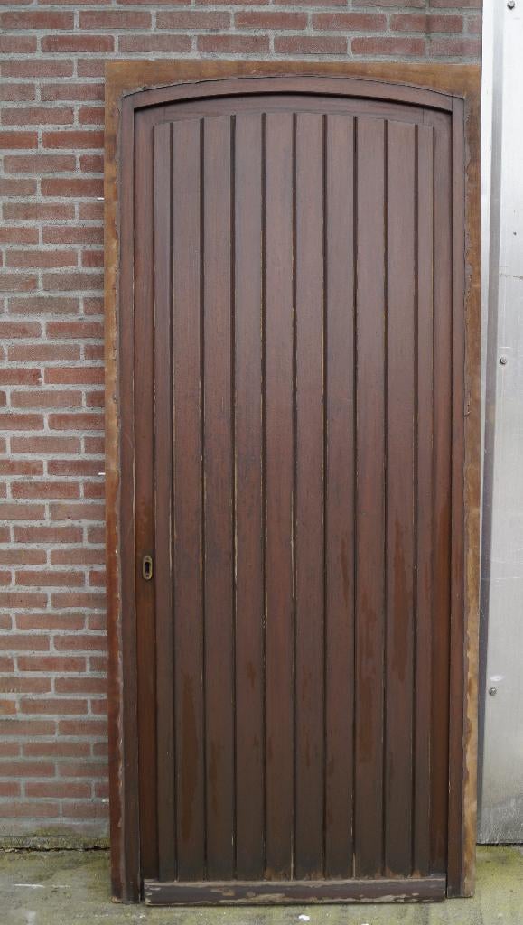 Hardhouten Afzelia voordeur of achterdeur  deur met kozijn, Gebruikt, Deurkozijn, 225 cm of meer, Hout