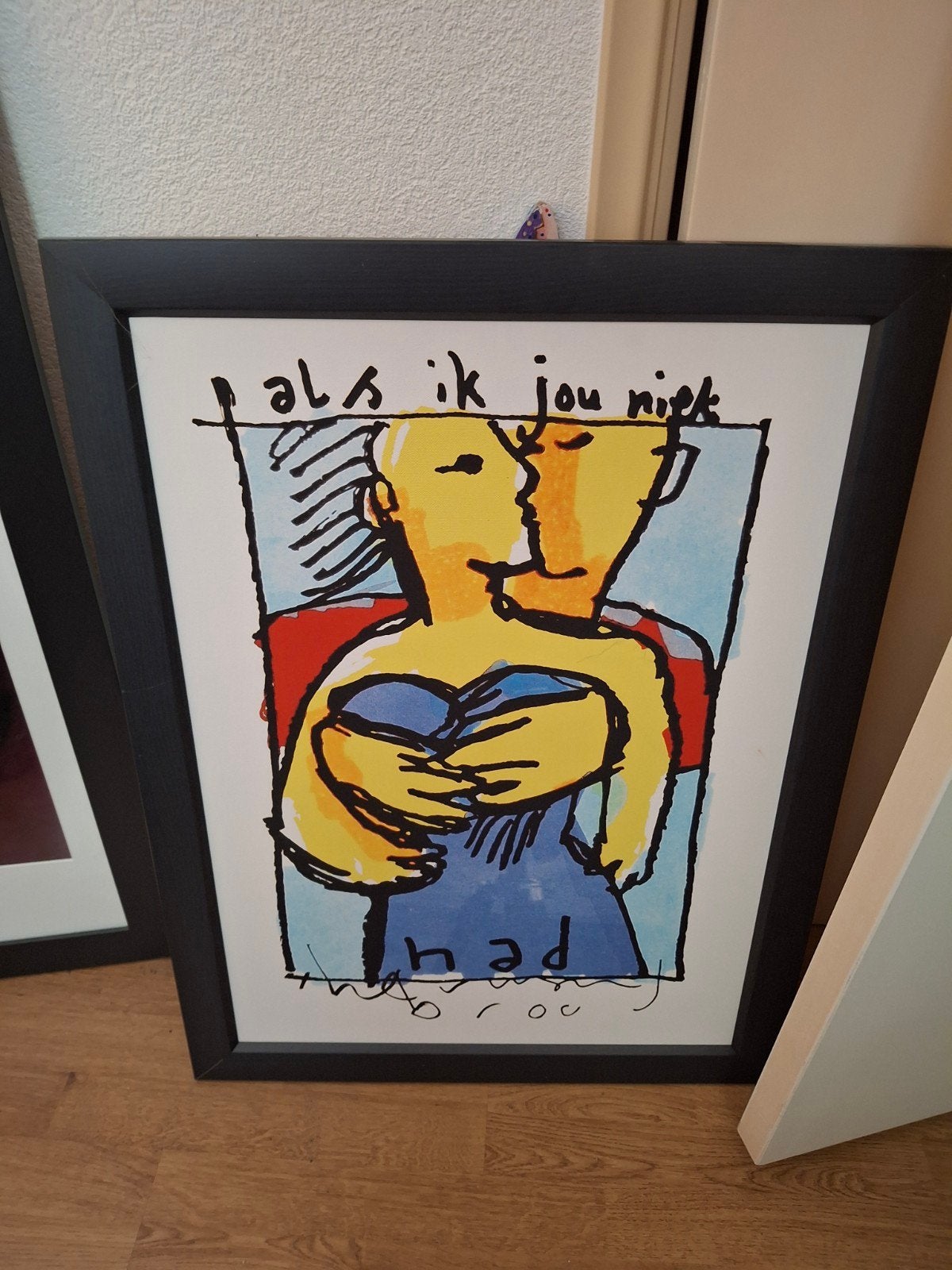 Herman Brood kunstwerk 'Als ik jou niet had' - Ingelijst, Antiek en Kunst, Kunst | Schilderijen | Klassiek, Ophalen, Paneel, Portret of Personen