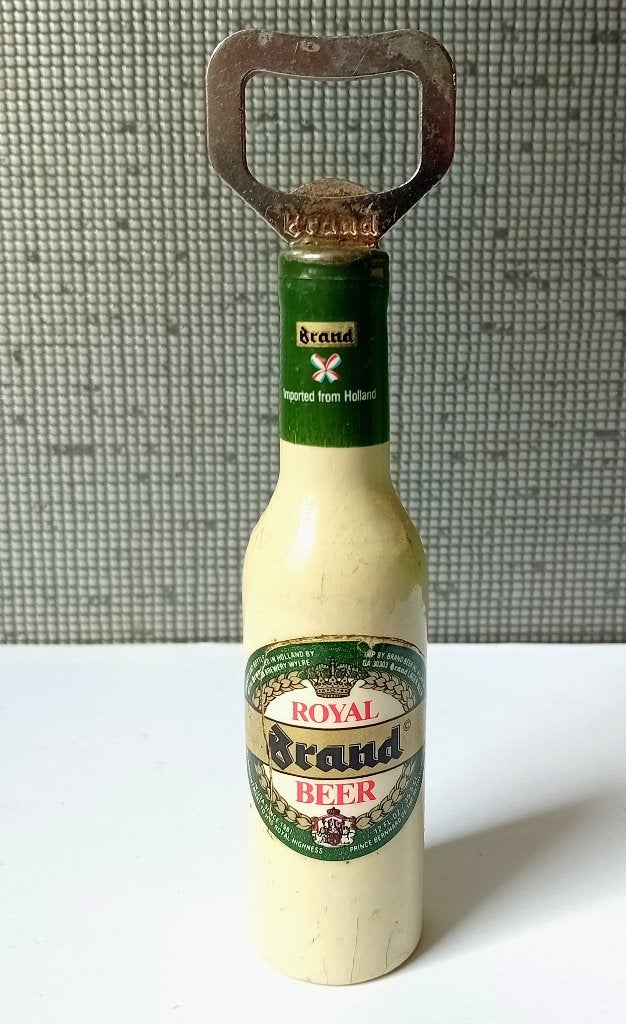 vintage royal brand bier flesopener stal&hout, Verzamelen, Biermerken, Verzenden, Flesopener, Brand