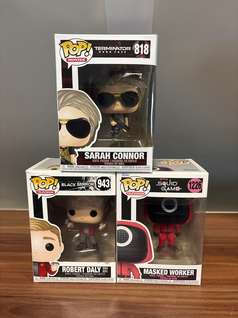 3 Funko Pops: Terminator, Black Mirror, Squid Game, Ophalen of Verzenden, Nieuw