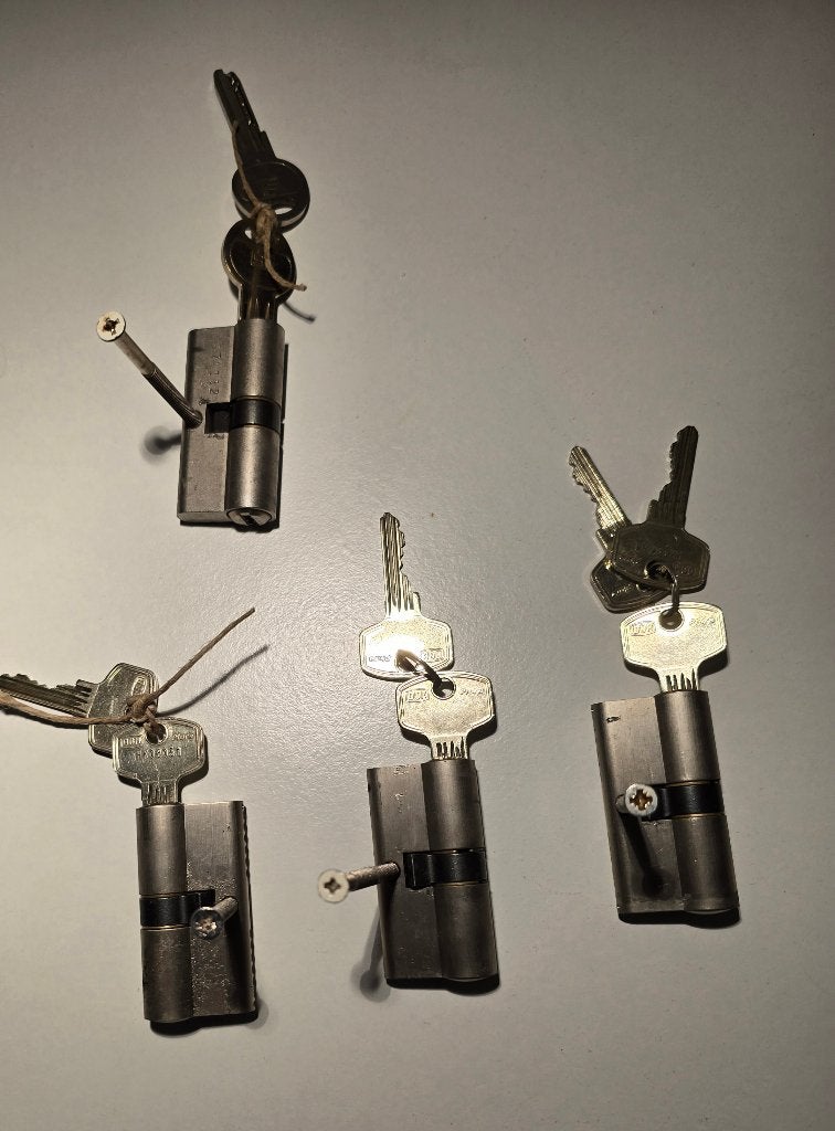 Cylinders DOM SKG, Doe-het-zelf en Verbouw, Hang- en Sluitwerk, Ophalen of Verzenden, Gebruikt, Rvs, Slot