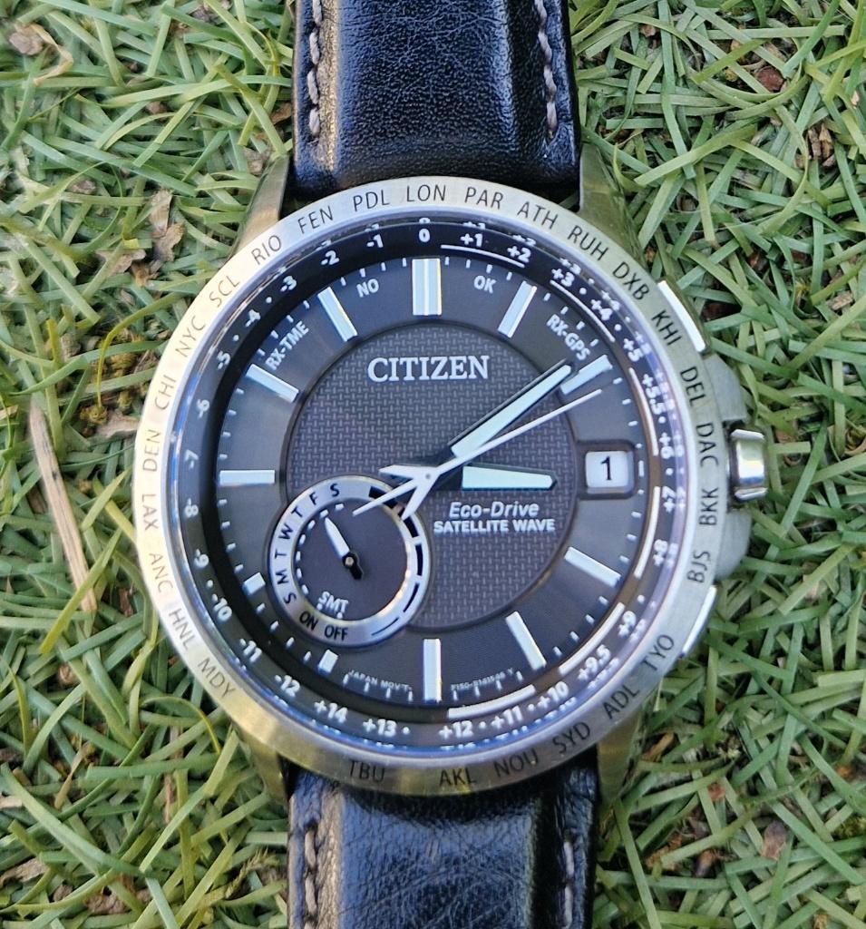 Citizen Eco-Drive Satellite Wave CC3000-03E horloge, Staal, Ophalen of Verzenden, Leer, Gebruikt