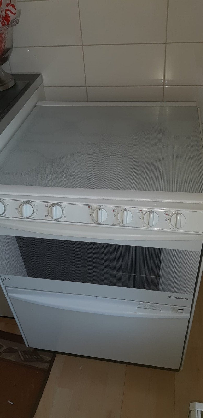 Candy Trio 3-in-1 Gasfornuis, Oven, Vaatwasser, Ophalen, Gebruikt, 4 kookzones, 85 tot 90 cm