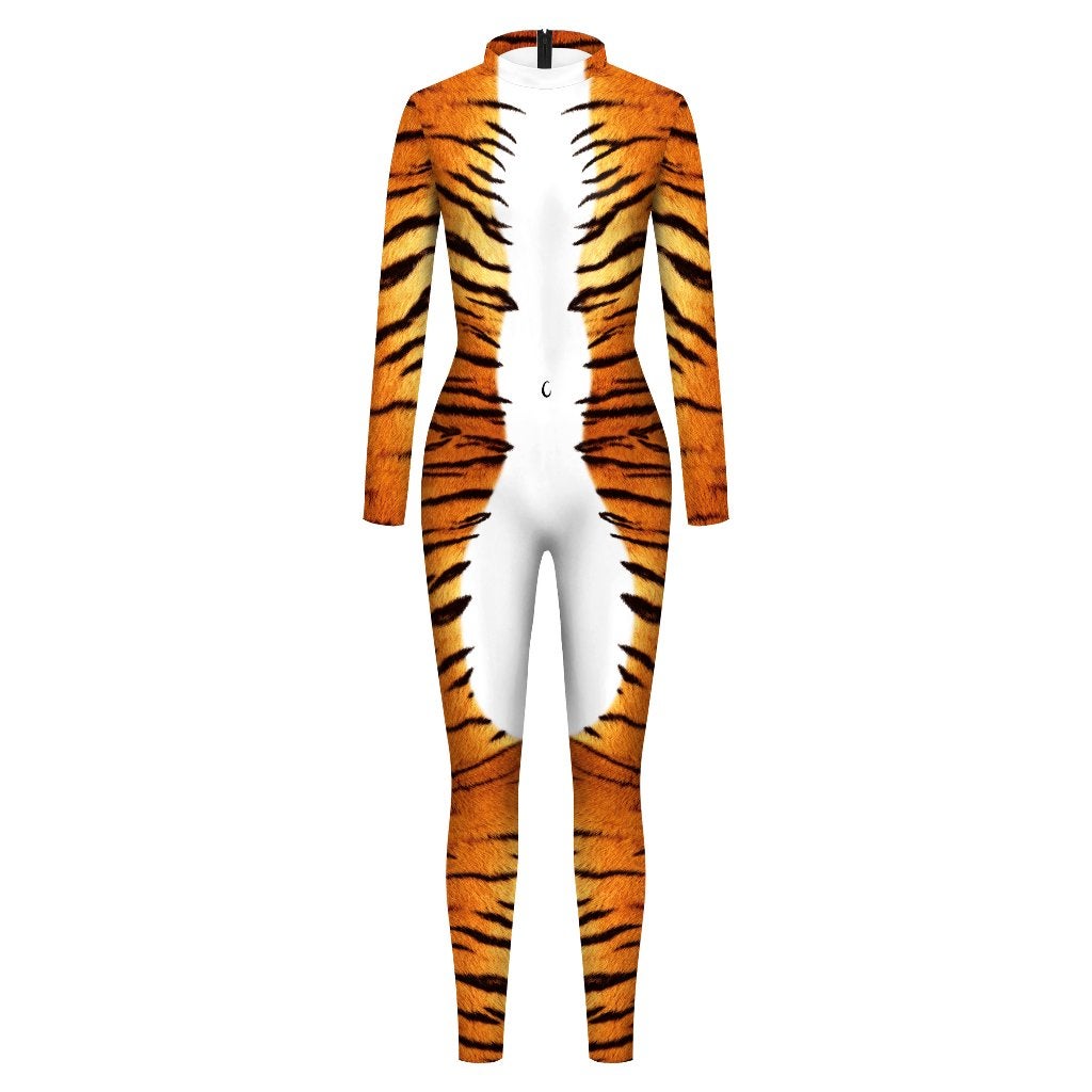 Dames catsuit 20 / bodysuit tijger jumpsuit feest festival, Verzenden, Maat 46/48 (XL) of groter, Nieuw, Overige thema's