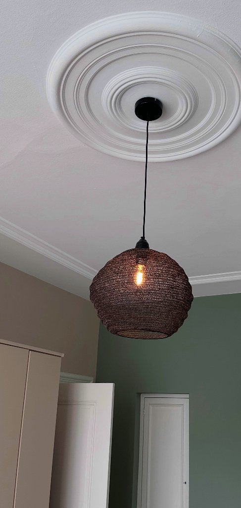 hanglamp gevlochten gaas zwart, Ophalen, Klassiek-modern, E27 (groot), Zo goed als nieuw
