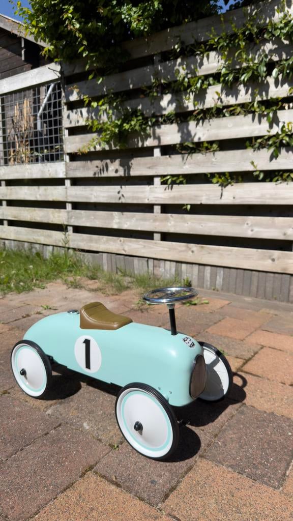 Retro metalen Loopauto - Mintgroen, Ophalen, Zo goed als nieuw, Loopvoertuig