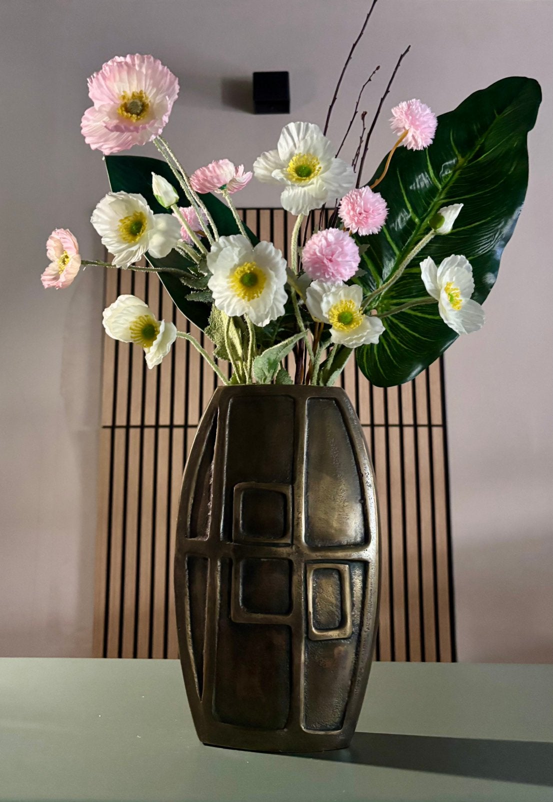 Compleet zijden boeket incl. Light & Living vaas - 55cm hoog, Binnen, 55 cm, Www.discountfashioncorner.nl, Ophalen of Verzenden