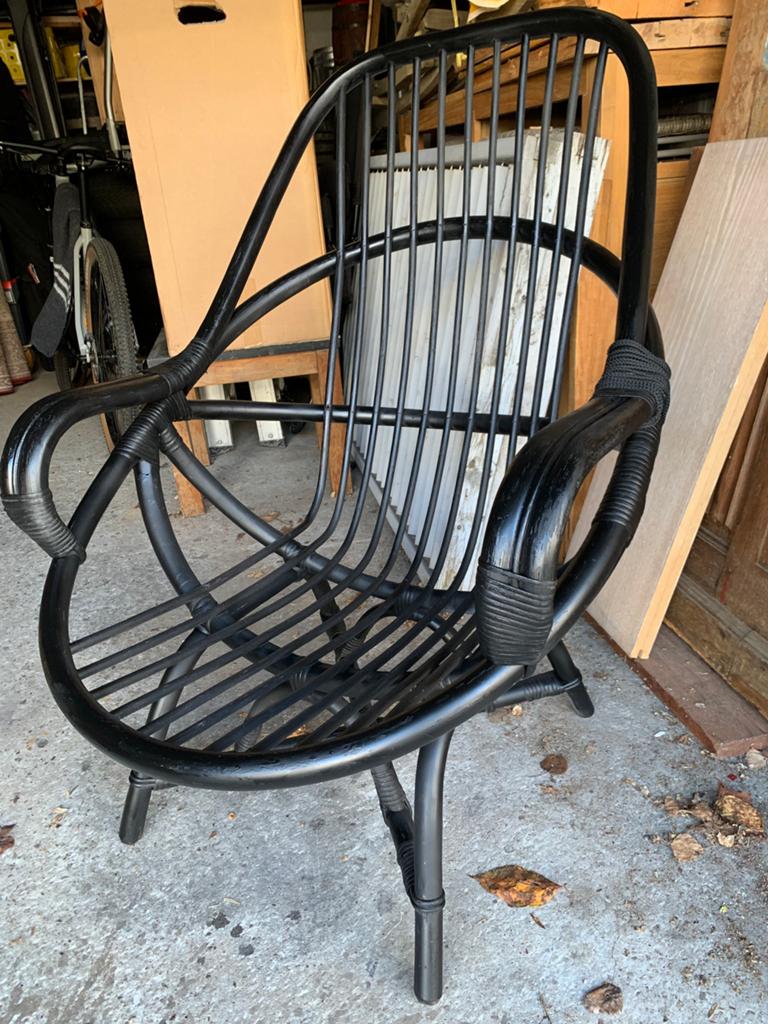 Bamboo lounge stoel, Tuin en Terras, Ophalen, Zo goed als nieuw, Rotan