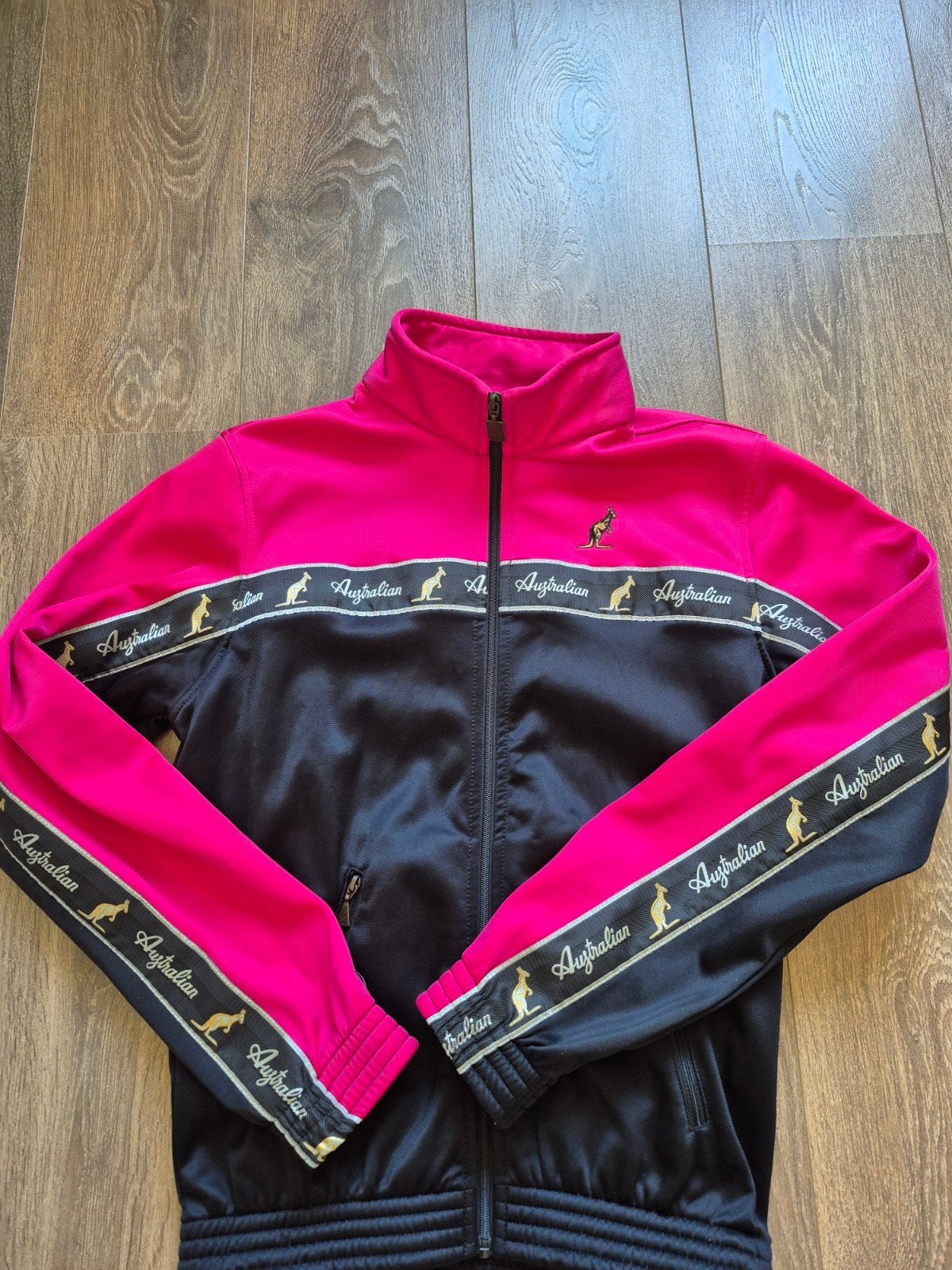 Australian Gabberwear Trainingsjack XS - Roze/Zwart, Ophalen, Zo goed als nieuw, Maat 34 (XS) of kleiner, Zwart
