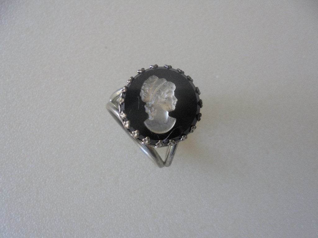 Vintage sjaalklem camee onyx /parelmoer, Ophalen of Verzenden, Zo goed als nieuw, Overige materialen