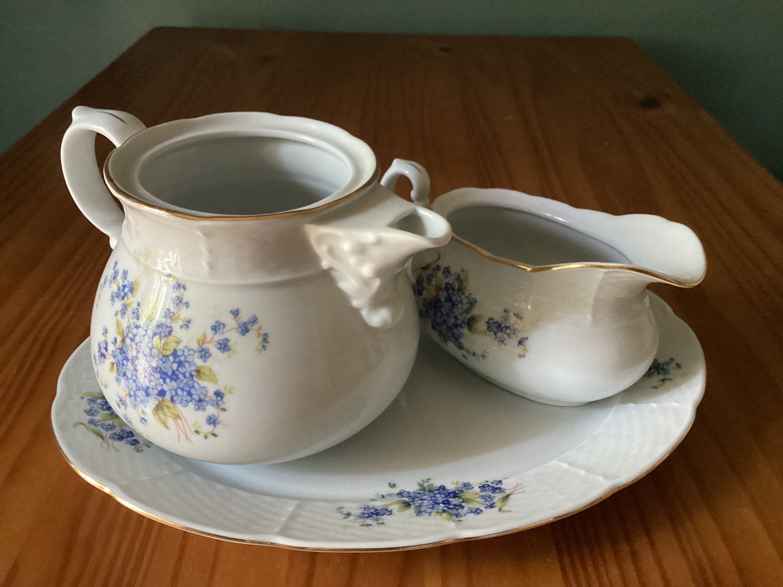 Servies Bord,Thee/Koffie Pot zonder deksel,MelkkanZieFoto’s, Ophalen, Gebruikt, Overige stijlen, Bord(en)