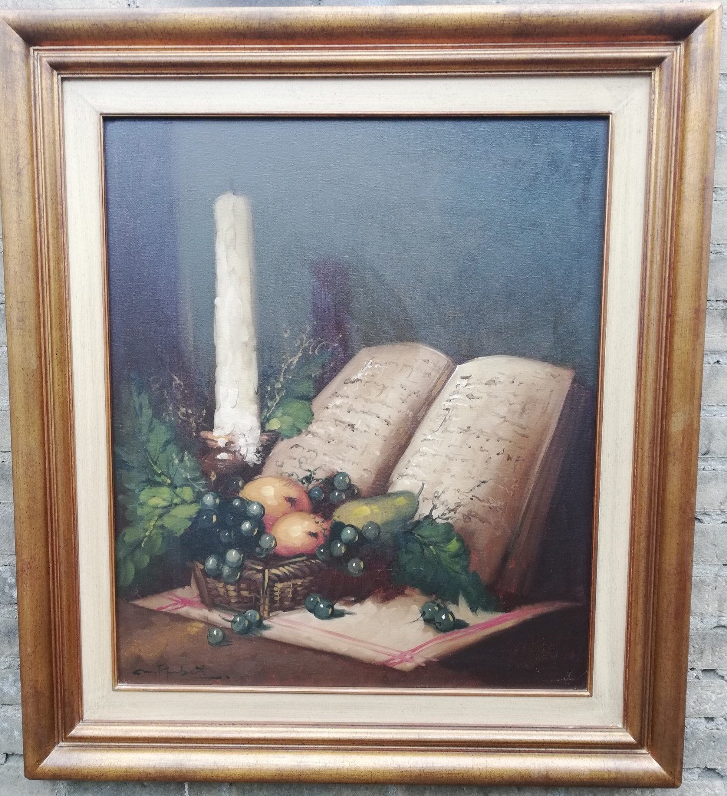 Stilleven. Sign. Olie/doek. 81/91 cm., Antiek en Kunst, Kunst | Schilderijen | Klassiek, Ophalen, Doek, Realistisch, Stilleven