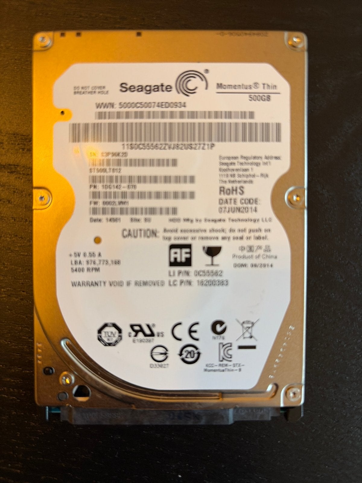 Seagate Momentus Thin 500GB HDD - Intern, SATA, Computers en Software, Intern, Gebruikt, 500gb, Ophalen of Verzenden