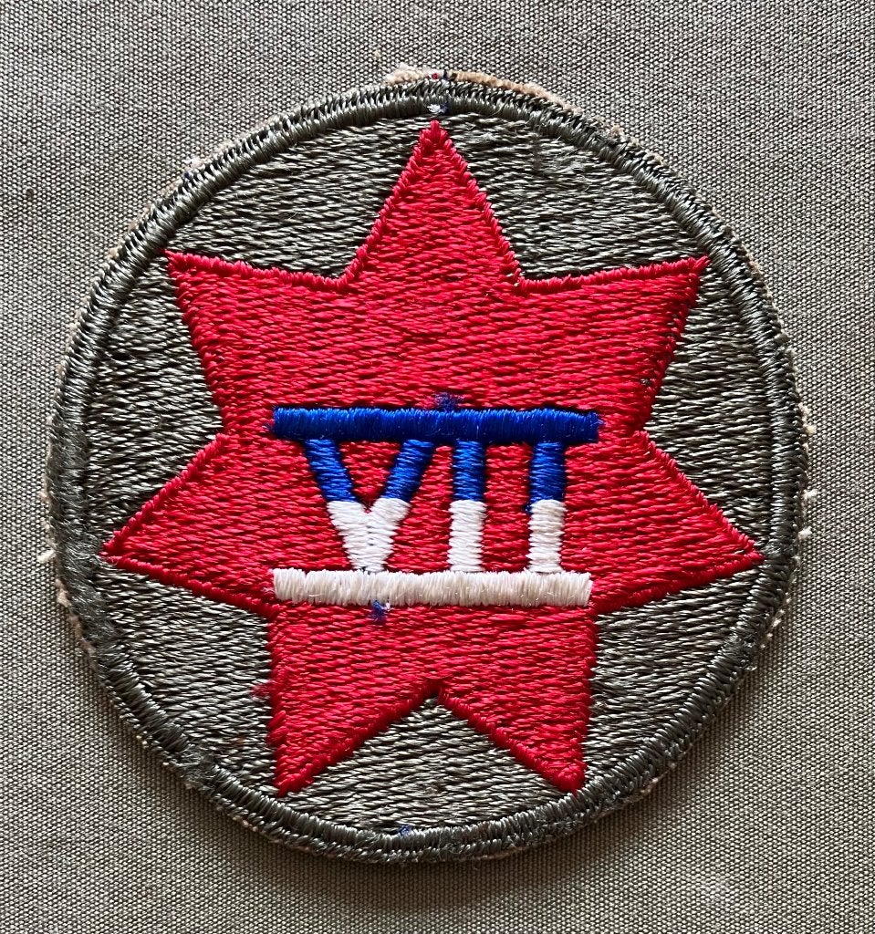 US WW2 Shoulder Patch - 7th Army Corps ETO and D-Day, Ophalen of Verzenden, Landmacht, Amerika, Embleem of Badge