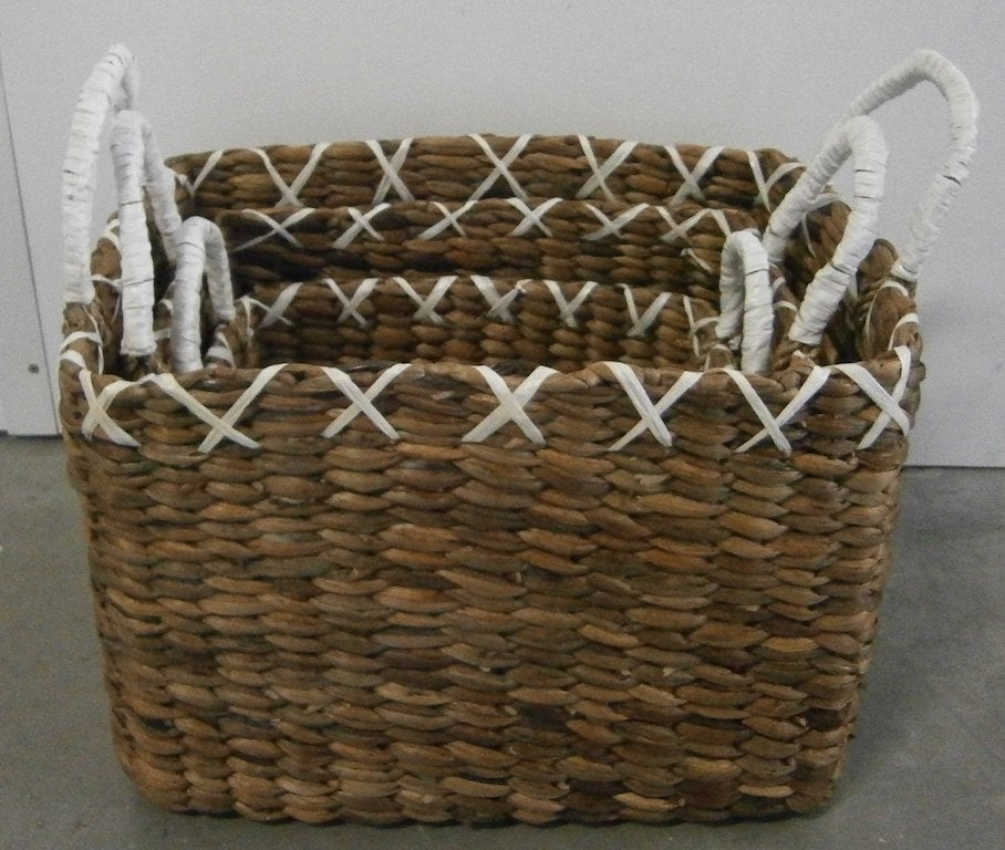 rieten manden, waterhyacint - set van 3 - Gratis bezorgd, Huis en Inrichting, Woonaccessoires | Schalen en Manden, TTM Wonen, Meubels – (Perzische) Tapijten en Woonaccessoires