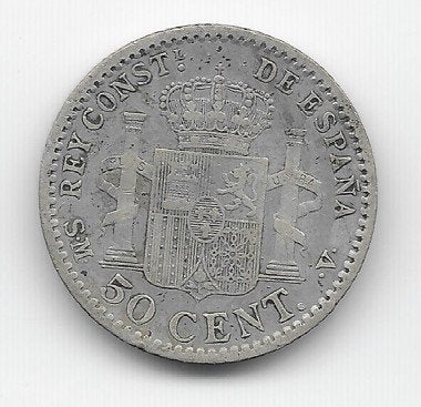 Spanje 50 centimos 1904 (10) KM# 705, Verzenden, Overige landen, Losse munt, Zilver