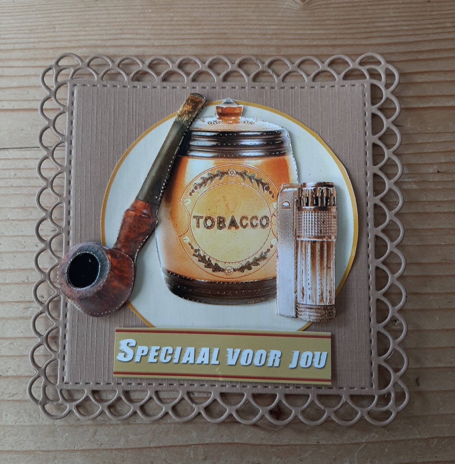 stans kaart opleg met 3d plaatje pijp, tabak en aansteker, Ophalen of Verzenden, Nieuw, Overige thema's