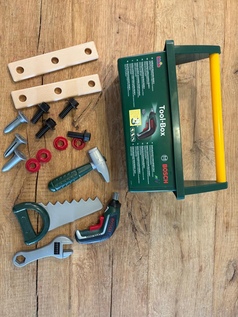 Bosch Speelgoed Tool-Box met Elektrische Schroefmachine, Ophalen, Zo goed als nieuw, Jongen of Meisje