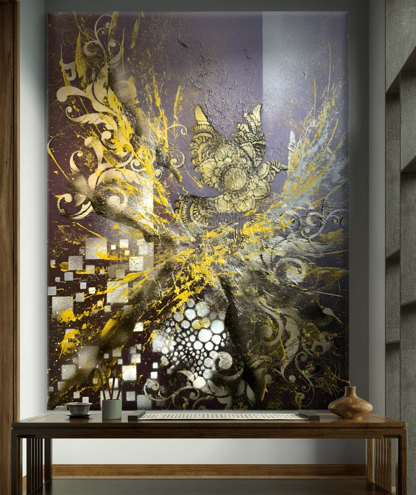 Abstract schilderij van 60x 80cm., Oorspronkelijke maker, Nieuw, Ophalen of Verzenden, Schilderij