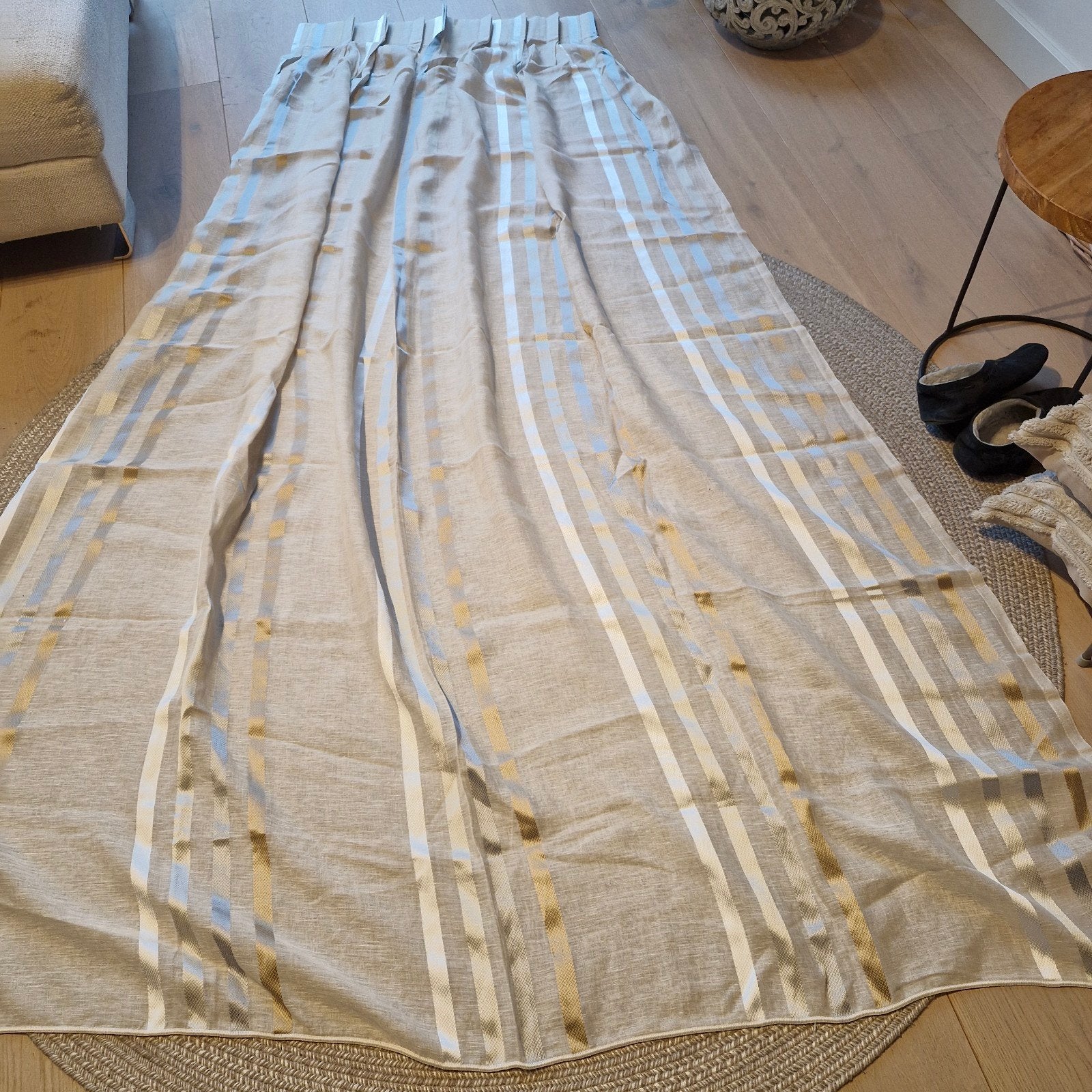 Gordijn met strepen, lichtdoorlatend, 100 tot 150 cm, 200 cm of meer, Modern, Gestreept, Ophalen of Verzenden