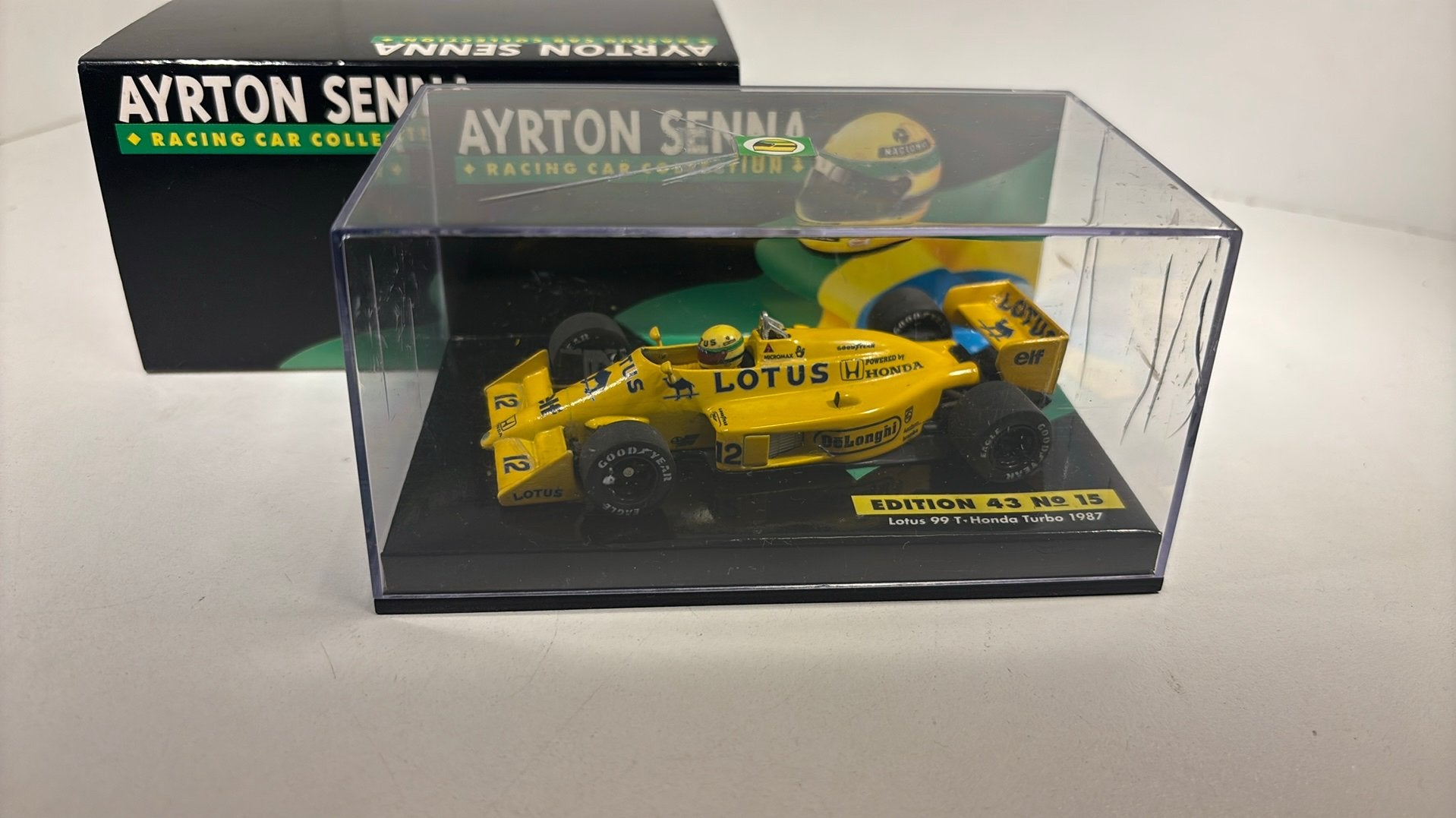 F1 lotus 99t honda turbo 1987 ayron senna minichamps 1.43, Hobby en Vrije tijd, Modelauto's | 1:43, Auto, Ophalen of Verzenden