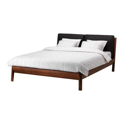 Mid-century bed massief beukenhout | demontabel, Huis en Inrichting, Slaapkamer | Bedden, Gebruikt, Bruin, Tweepersoons, 160 cm