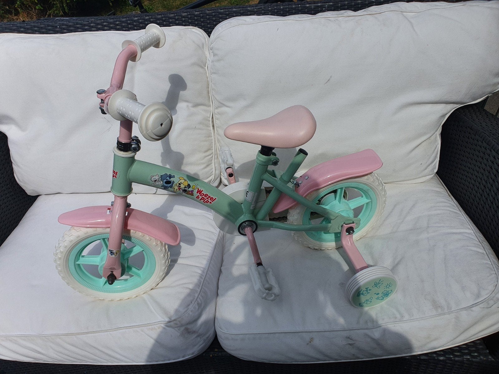 woezel & pip kinderfiets, Ophalen of Verzenden, Zo goed als nieuw, Minder dan 16 inch, Zijwieltjes