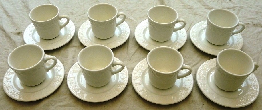 Kopjes & Schotels, F. Giorgi - Quadrifoglio, 8 stuks, 1980s., Gebruikt, Overige merken, Keramiek, Ophalen of Verzenden
