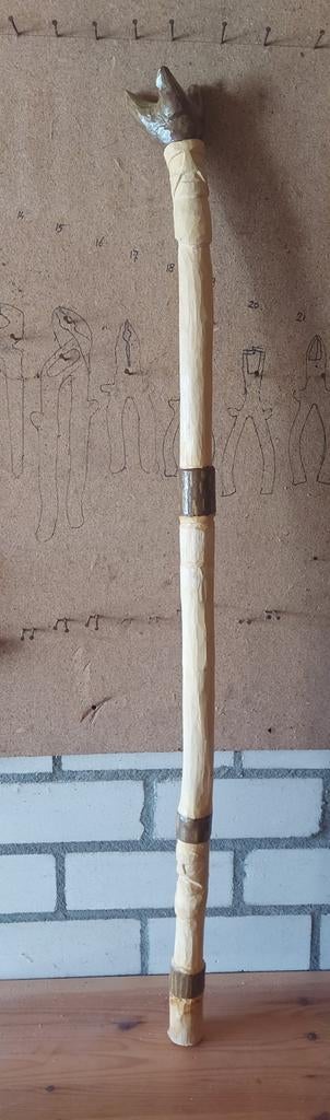 Handgemaakte Indiase houten wandelstok, Antiek en Kunst, Kunst | Beelden en Houtsnijwerken, Ophalen