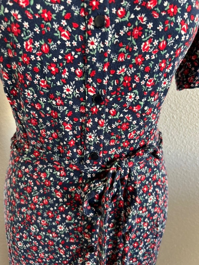 King Louie maat L bloemen doorknoop midi jurk 2783, Kleding | Dames, Maat 42/44 (L), Ophalen of Verzenden, Zo goed als nieuw, King Louie