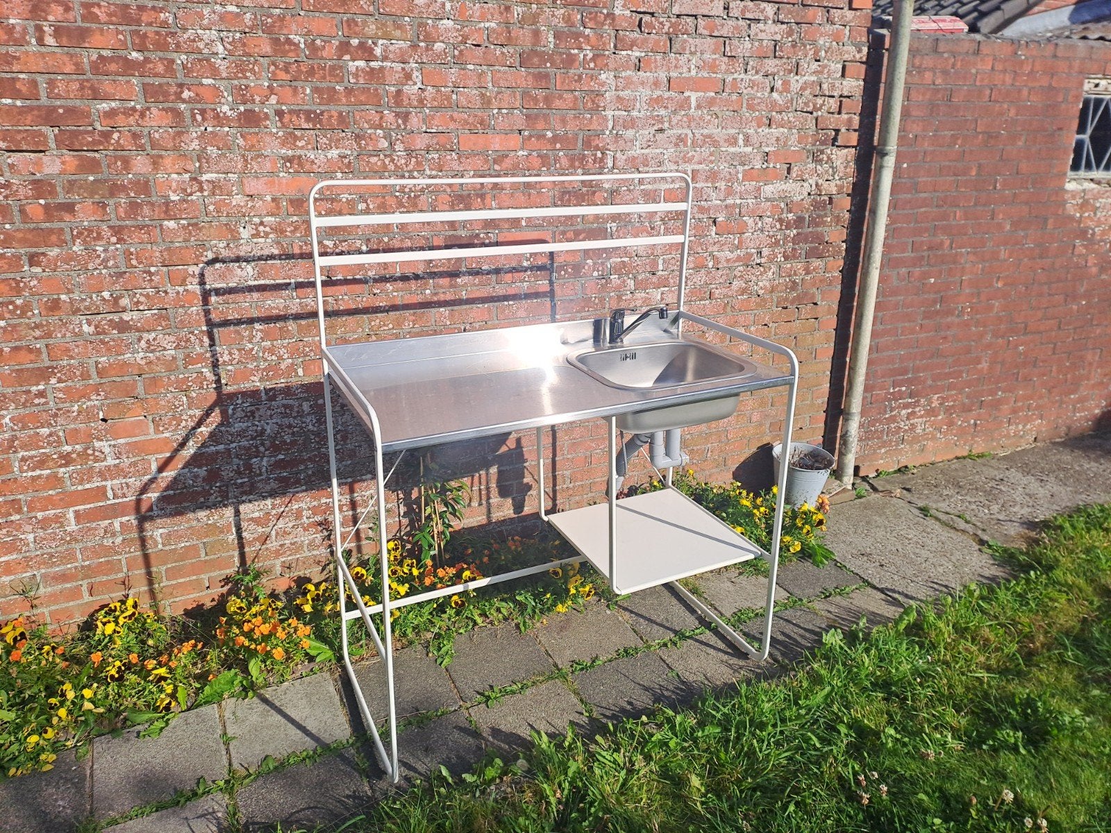Buitenkeuken met spoelbak en kraan - 112x55x138cm, Tuin en Terras, Buitenkeukens, Ophalen, Gebruikt, Onbekend, Vrijstaand