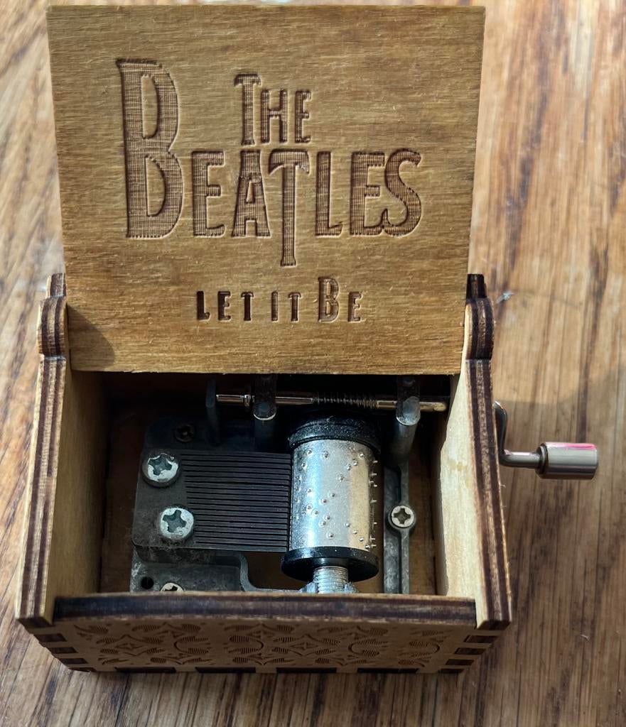 Muziekdoosje The Beatles: Let It Be - Houten Handzwengel, Muziek en Instrumenten, Ophalen of Verzenden, Zo goed als nieuw